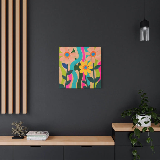 Groovy Paper Cut Flower Matte Canvas Art LavenderCeleste