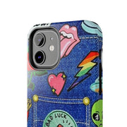 Retro Kidcore Denim Patch Tough Phone Case LavenderCeleste