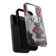 Goth Bow Cat Graffiti Pop Art Tough Phone Case LavenderCeleste