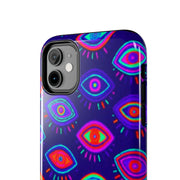 Trippy Neon Evil Eye Protective Tough Phone Case LavenderCeleste