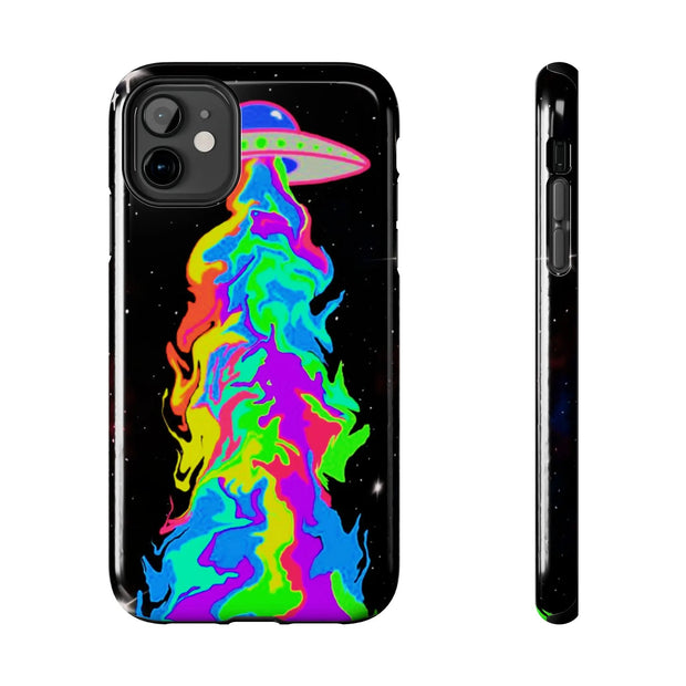 Psychedelic Neon UFO Abduction Tough Phone Case LavenderCeleste