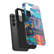 Los Angeles Hollywood Skyline Tough Phone Case – Vibrant Pop Art City Design - LavenderCeleste