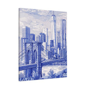 New York City Toile Art – Blue Scenic Skyline Matte Canvas Printify