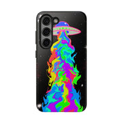 Psychedelic Neon UFO Abduction Tough Phone Case LavenderCeleste