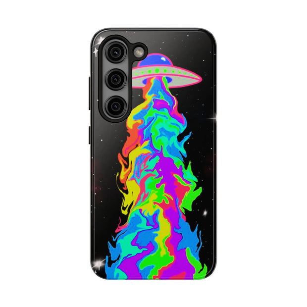 Psychedelic Neon UFO Abduction Tough Phone Case LavenderCeleste