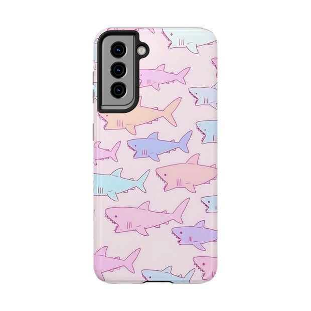 Pastel Shark Pattern Tough Phone Case Printify