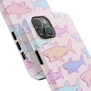 Pastel Shark Pattern Tough Phone Case LavenderCeleste