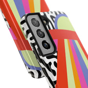 Retro Mod UFO Rainbow Beam Tough Phone Case LavenderCeleste