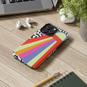 Retro Mod UFO Rainbow Beam Tough Phone Case LavenderCeleste