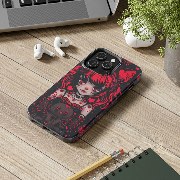 Kawaii Gothpunk Red Heart Tough Phone Case