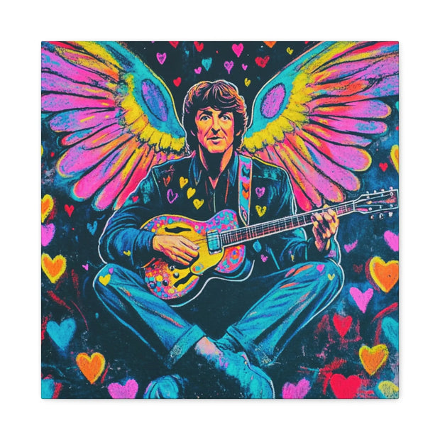 Psychedelic Guitar Angel Matte Canvas Art LavenderCeleste