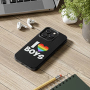 I Love Boys Pride Tough Phone Case – LGBTQ+ Rainbow Heart Design