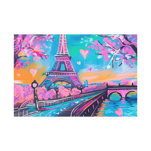 Pink Paris Eiffel Tower Dreamy Matte Canvas Art LavenderCeleste