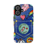 Retro Kidcore Denim Patch Tough Phone Case LavenderCeleste