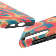 Retro Coral Abstract Mid-Century Tough Phone Case LavenderCeleste