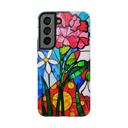 January Carnation Stained Glass Birth Flower Tough Phone Case