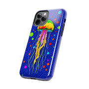 Vibrant Neon Jellyfish Cosmic Sea Tough Phone Case