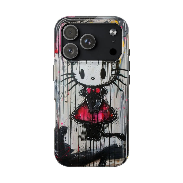 Goth Bow Cat Graffiti Pop Art Tough Phone Case LavenderCeleste