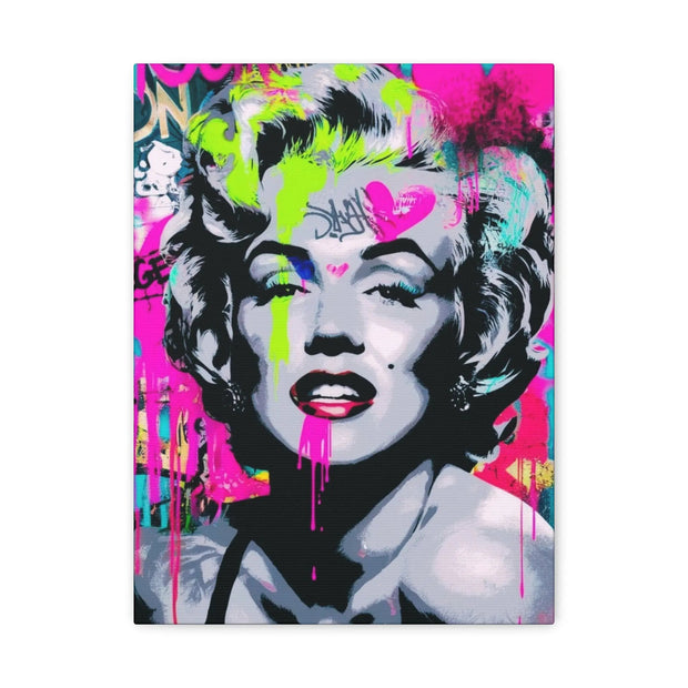 Marilyn Monroe Graffiti Matte Canvas – Neon Pop Art Street Style Wall Decor - LavenderCeleste