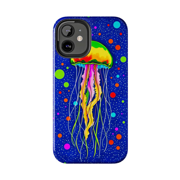 Vibrant Neon Jellyfish Cosmic Sea Tough Phone Case