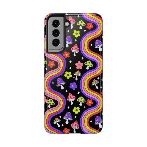 Groovy Mushroom Rainbow Tough Phone Case LavenderCeleste