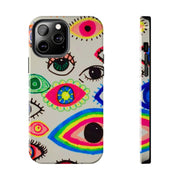 White Neon Evil Eye Psychedelic Pattern Tough Phone Case LavenderCeleste
