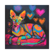 Neon Sphynx Love Pop Art Matte Canvas Wall Art LavenderCeleste