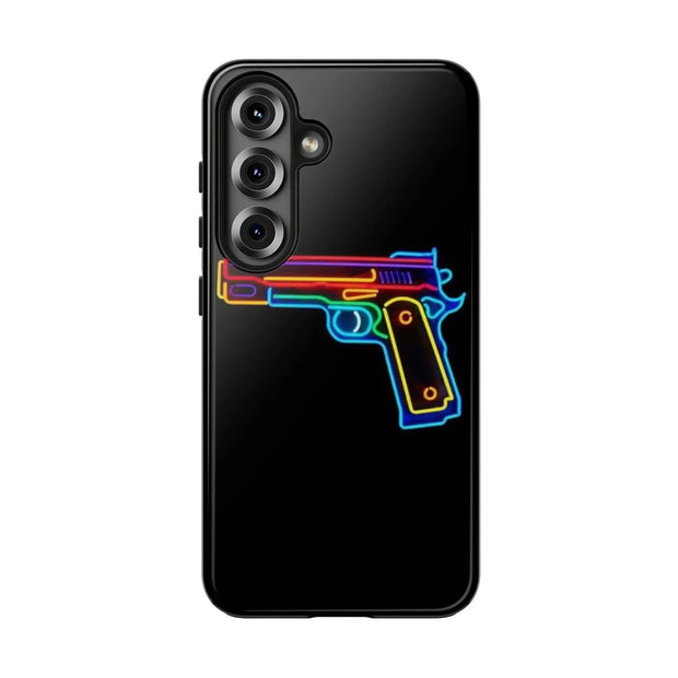 Neon Rainbow Gun Tough Phone Case – Bold Retro Vaporwave Aesthetic Printify