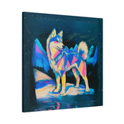 Vibrant Husky Abstract Pop Art Matte Canvas Print LavenderCeleste