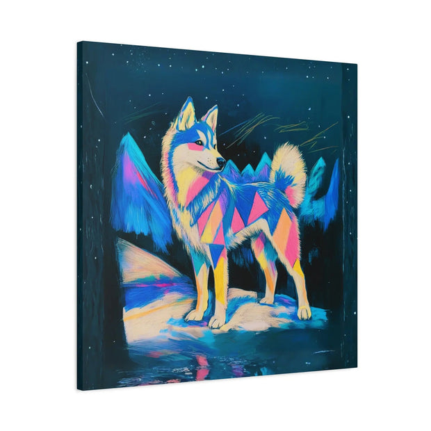 Vibrant Husky Abstract Pop Art Matte Canvas Print LavenderCeleste
