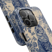 Maine Coon Toile Tough Phone Case – Vintage Blue Floral Cat Pattern - LavenderCeleste