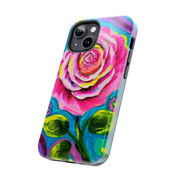 Vibrant Pink Rose Abstract Tough Phone Case LavenderCeleste