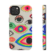 White Neon Evil Eye Psychedelic Pattern Tough Phone Case LavenderCeleste