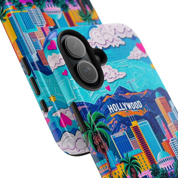 Los Angeles Hollywood Skyline Tough Phone Case – Vibrant Pop Art City Design