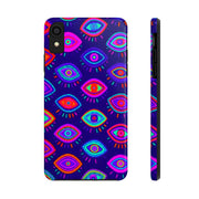 Trippy Neon Evil Eye Protective Tough Phone Case LavenderCeleste