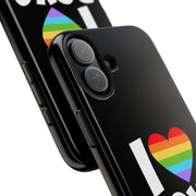 I Love Boys Pride Tough Phone Case – LGBTQ+ Rainbow Heart Design