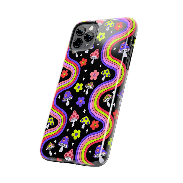 Groovy Mushroom Rainbow Tough Phone Case LavenderCeleste