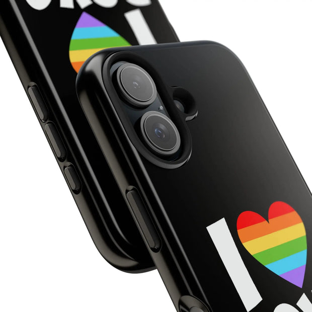 I Love Boys Pride Tough Phone Case – LGBTQ+ Rainbow Heart Design