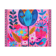 Whimsical Pink Blue Floral Matte Canvas Art - LavenderCeleste