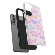 Pastel Shark Pattern Tough Phone Case LavenderCeleste