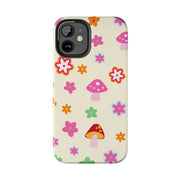 Retro Mushroom Flower Power Tough Phone Case LavenderCeleste