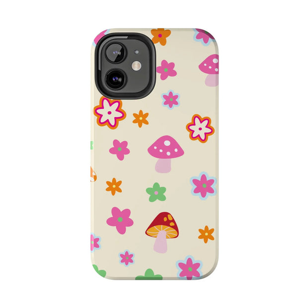 Retro Mushroom Flower Power Tough Phone Case LavenderCeleste