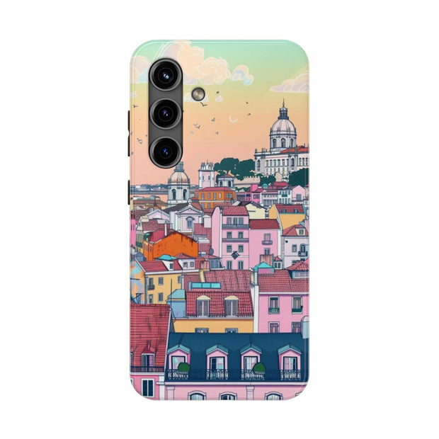 Lisbon Portugal Tough Phone Case – Pastel City Skyline Aesthetic