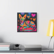 Neon Sphynx Love Pop Art Matte Canvas Wall Art LavenderCeleste