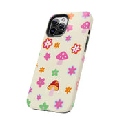Retro Mushroom Flower Power Tough Phone Case LavenderCeleste