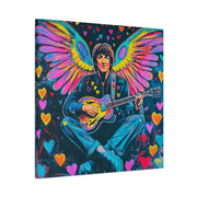 Psychedelic Guitar Angel Matte Canvas Art LavenderCeleste