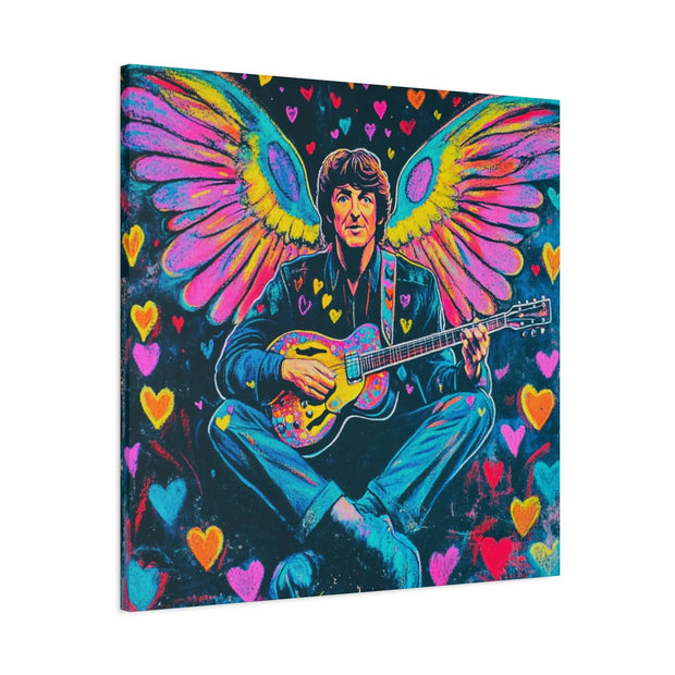 Psychedelic Guitar Angel Matte Canvas Art LavenderCeleste