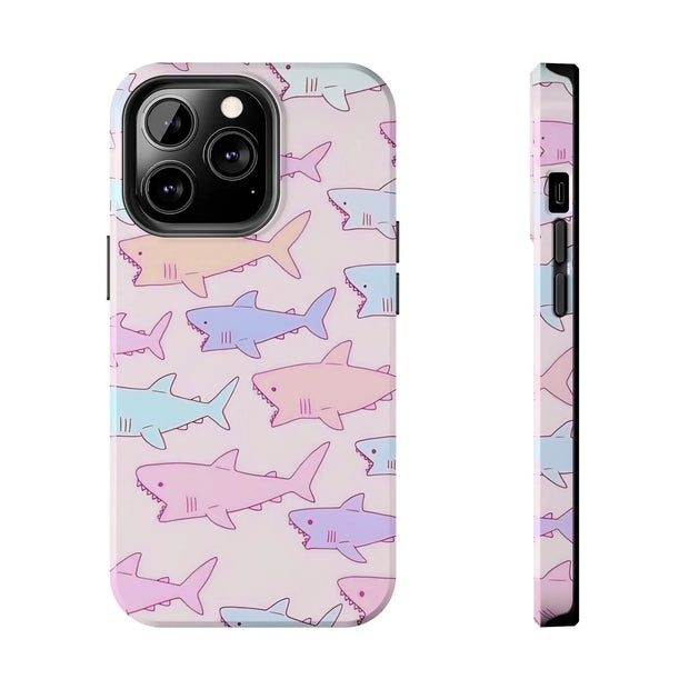 Pastel Shark Pattern Tough Phone Case Printify