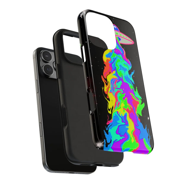 Psychedelic Neon UFO Abduction Tough Phone Case LavenderCeleste