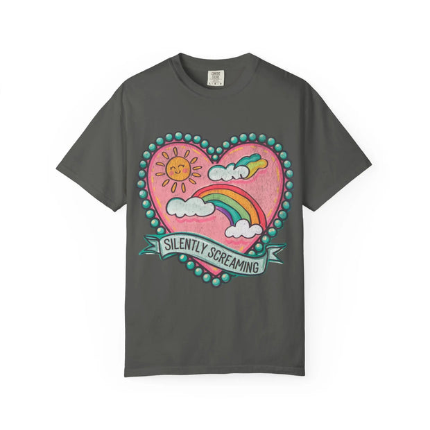 Silently Screaming Pastel Rainbow Comfort Colors Tee LavenderCeleste